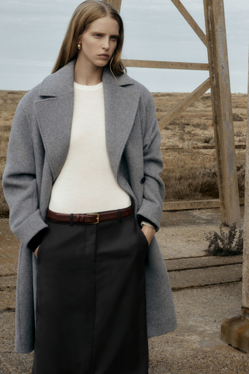 Women's COS Oversized Double-Breasted Wool Coats Grey NZ-58YKFPUWI