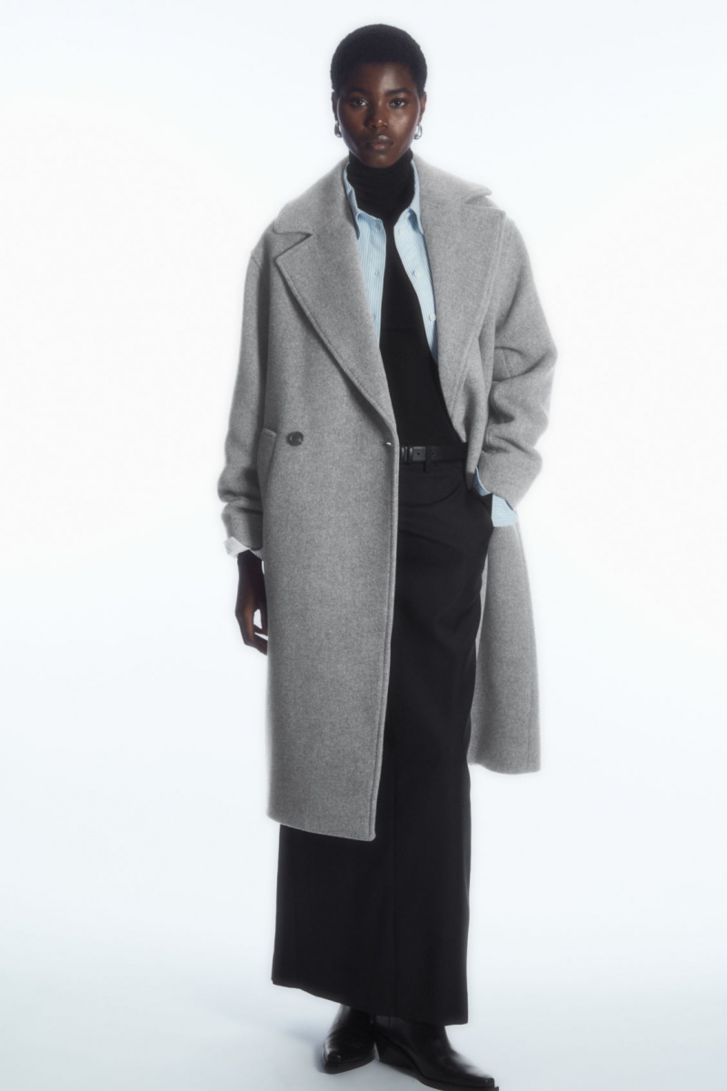 Women\'s COS Oversized Double-Breasted Wool Coats Grey NZ-58YKFPUWI