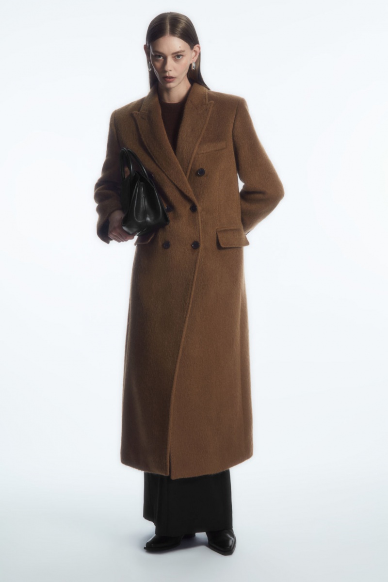 Women's COS Oversized Double-Breasted Wool Coats Brown NZ-08CKJIPZX