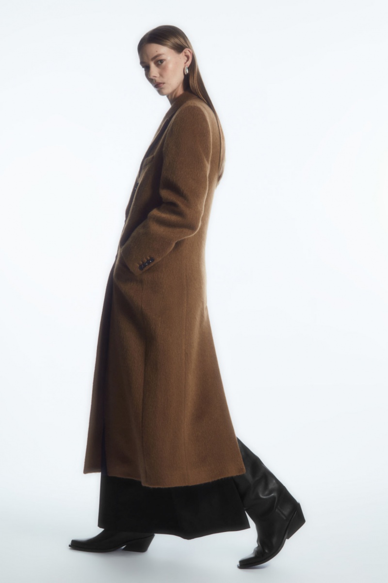 Women's COS Oversized Double-Breasted Wool Coats Brown NZ-08CKJIPZX