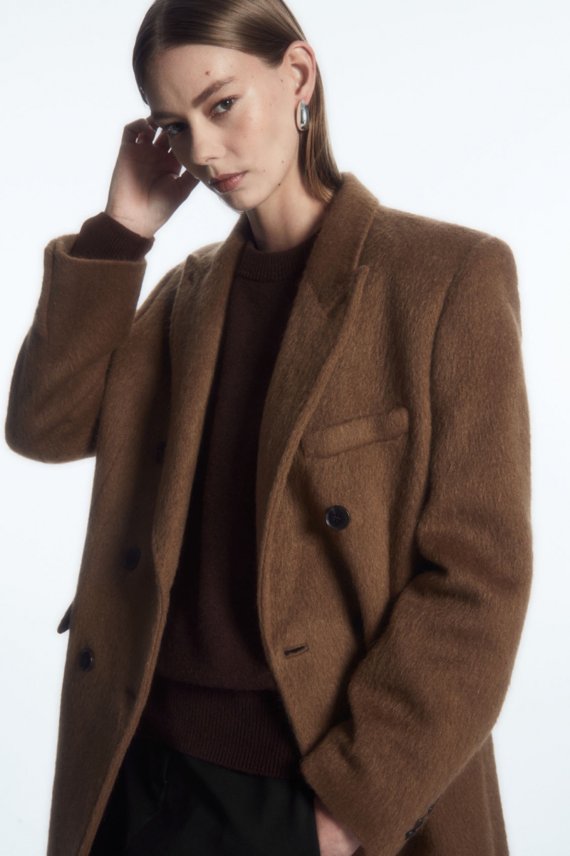 Women's COS Oversized Double-Breasted Wool Coats Brown NZ-08CKJIPZX