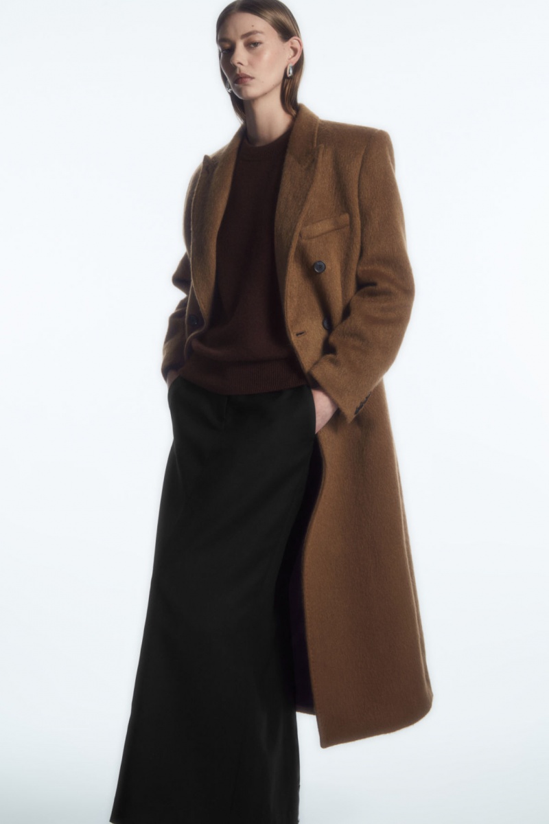 Women's COS Oversized Double-Breasted Wool Coats Brown NZ-08CKJIPZX