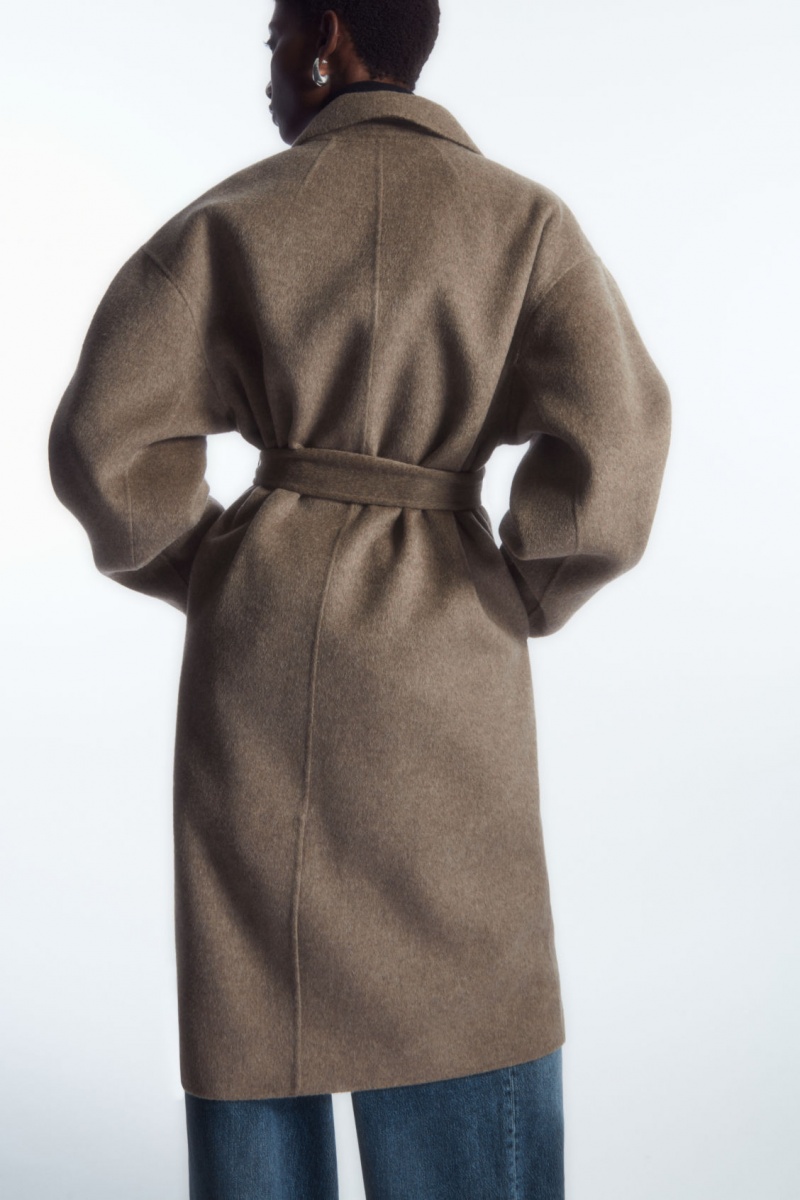 Women's COS Oversized Double-Breasted Wool Coats Dark Beige NZ-42XNEIHLM