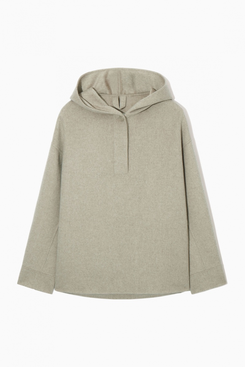 Women's COS Oversized Double-Faced Wool Hoodie Light Beige NZ-32FYUHWKD