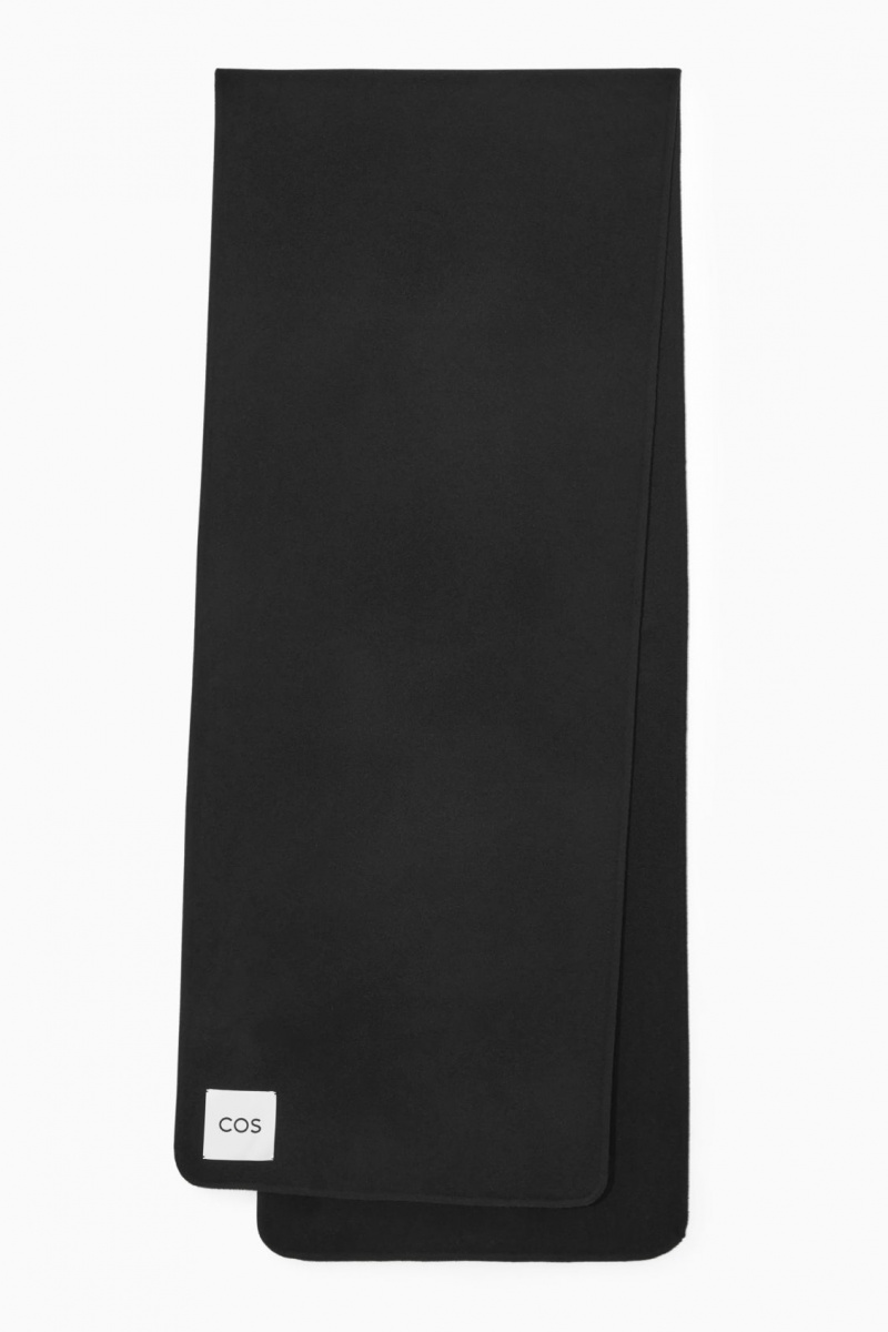 Women's COS Oversized Double-Faced Wool Scarf Black NZ-94HUVJOZF