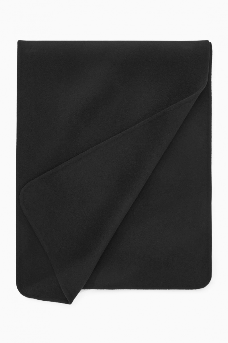 Women's COS Oversized Double-Faced Wool Scarf Black NZ-94HUVJOZF