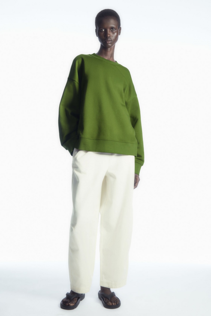 Women's COS Oversized Fleece-Back Sweatshirt Green NZ-86XKRJISV
