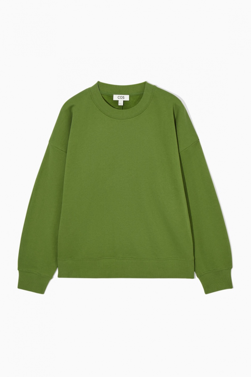 Women's COS Oversized Fleece-Back Sweatshirt Green NZ-86XKRJISV