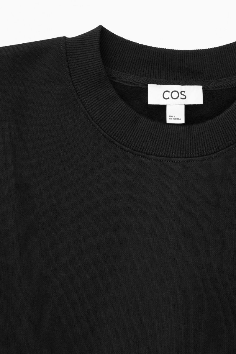Women's COS Oversized Fleece-Back Sweatshirt Black NZ-68CIZWALQ