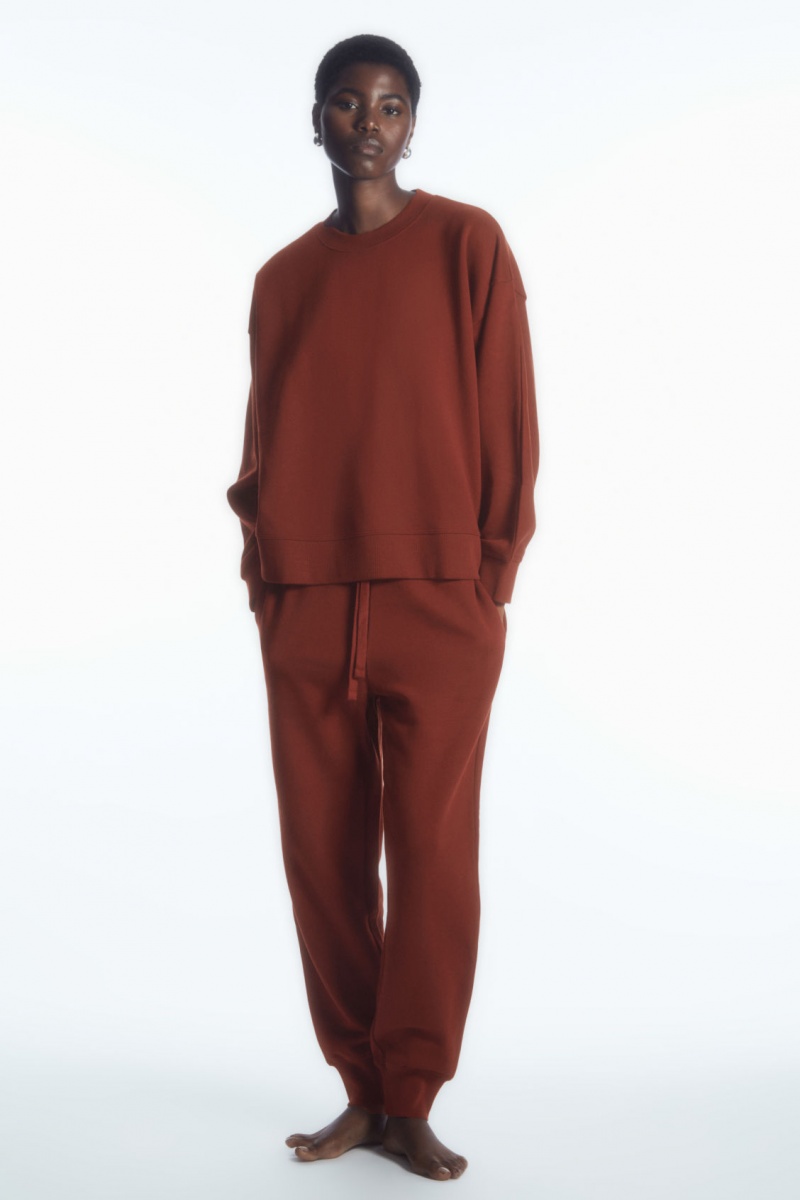 Women's COS Oversized Fleece-Back Sweatshirt Brown NZ-76JWBPGFA