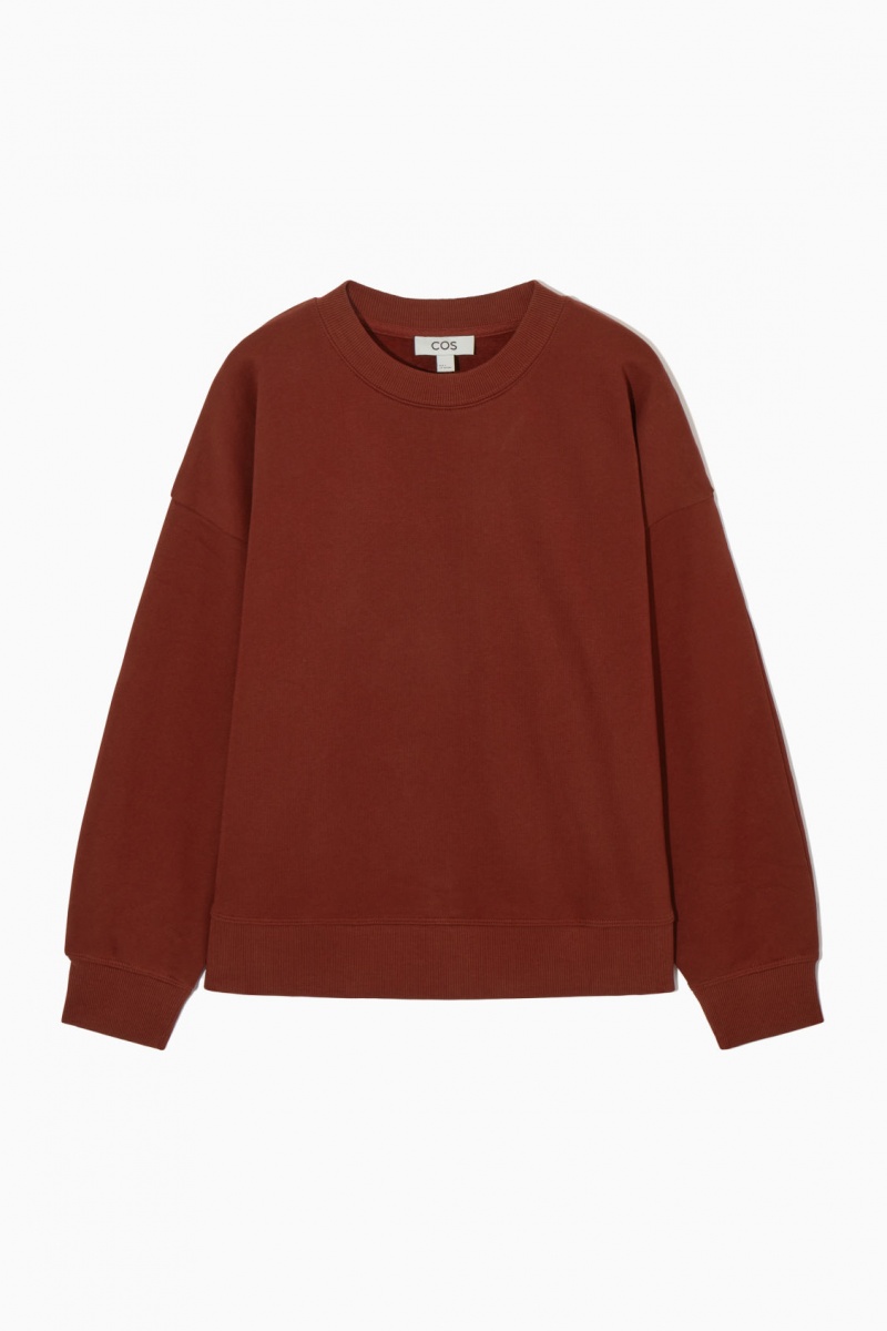Women's COS Oversized Fleece-Back Sweatshirt Brown NZ-76JWBPGFA