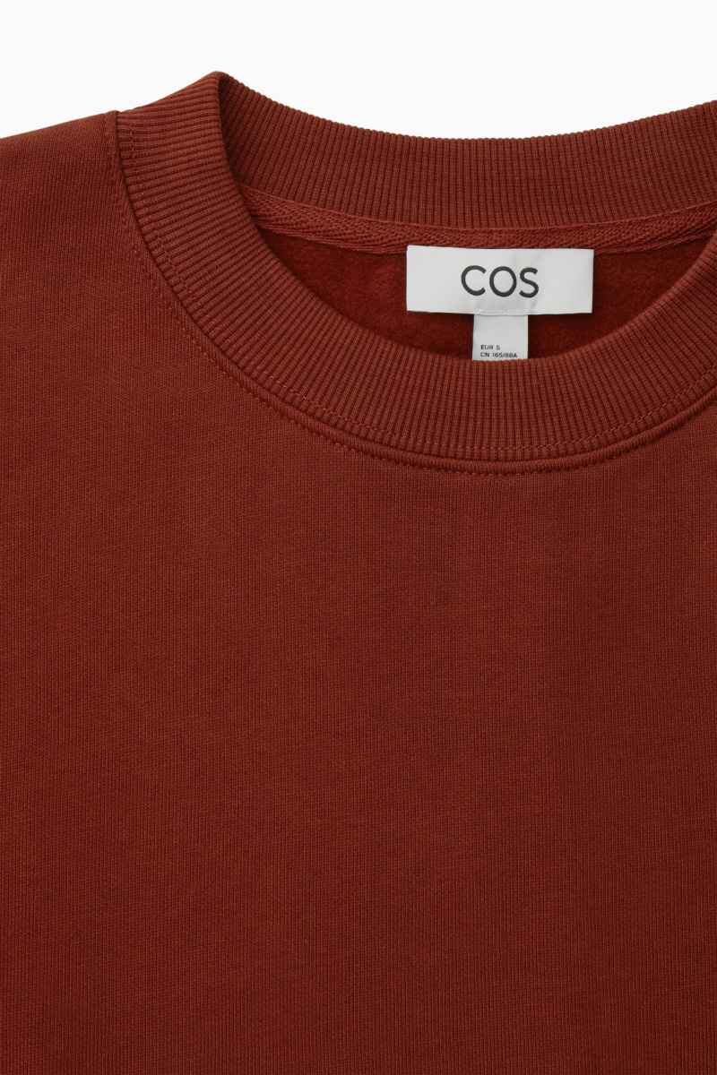 Women's COS Oversized Fleece-Back Sweatshirt Brown NZ-76JWBPGFA