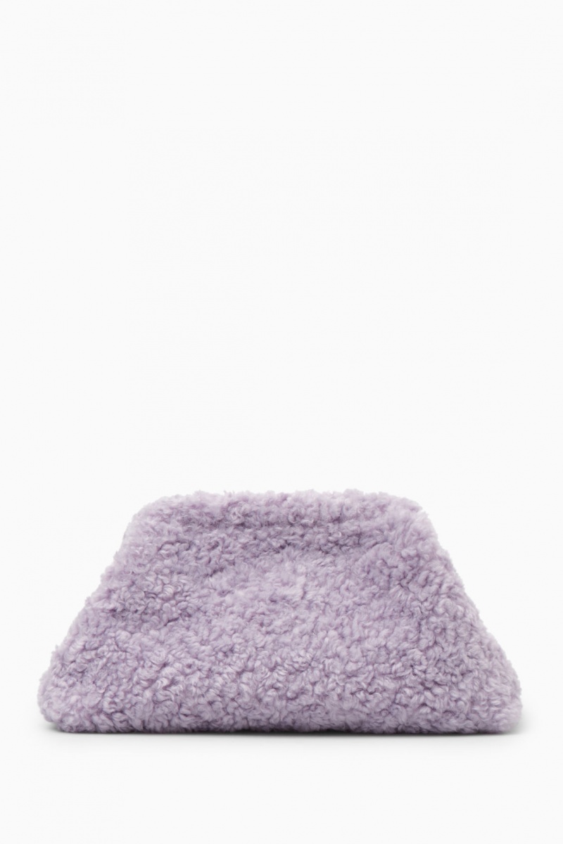 Women's COS Oversized Framed Teddy Clutch Bags Purple NZ-09LRBONDF