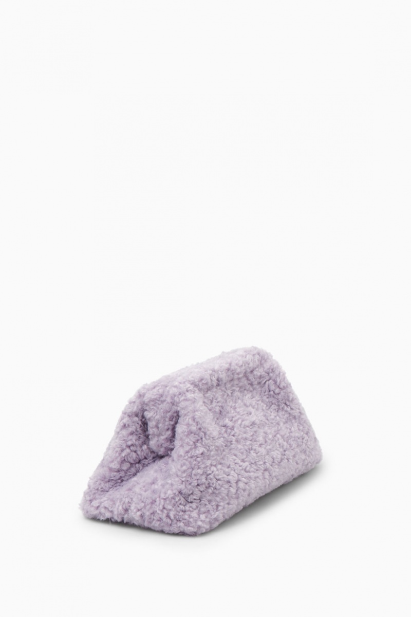 Women's COS Oversized Framed Teddy Clutch Bags Purple NZ-09LRBONDF