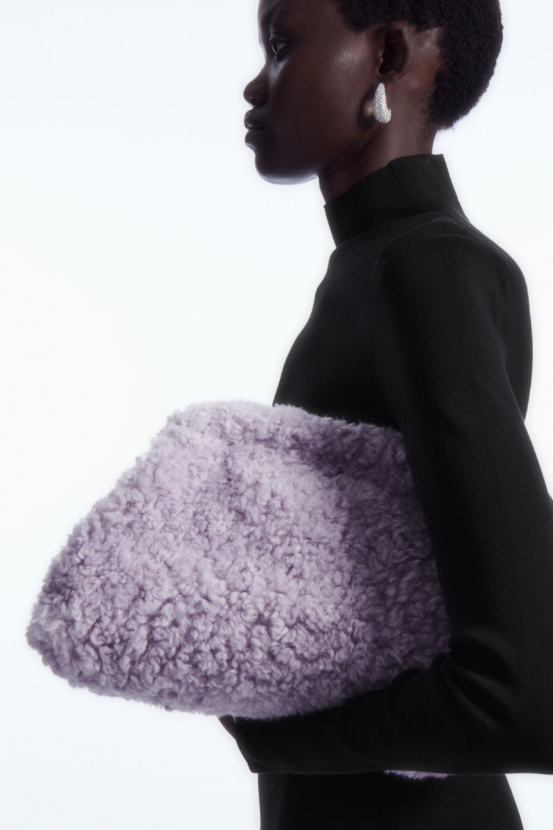 Women\'s COS Oversized Framed Teddy Clutch Bags Purple NZ-38UWFGNQI
