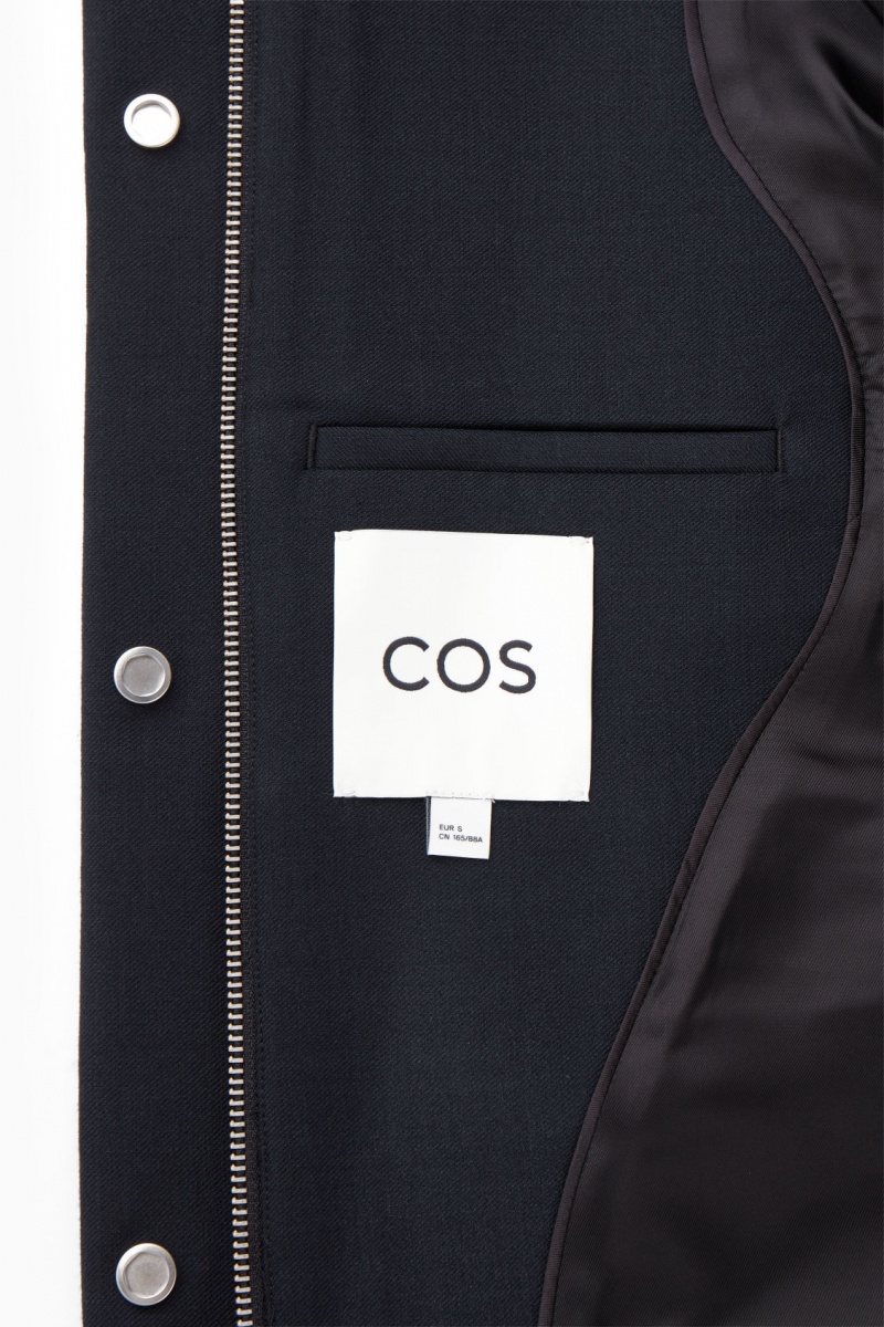 Women's COS Oversized Funnel-Neck Wool Bomber Jackets Black NZ-79JXANCYU