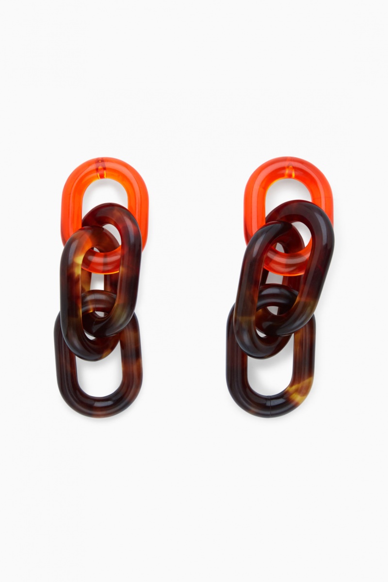 Women's COS Oversized Link Drop Earrings Orange NZ-95NKIPBVS