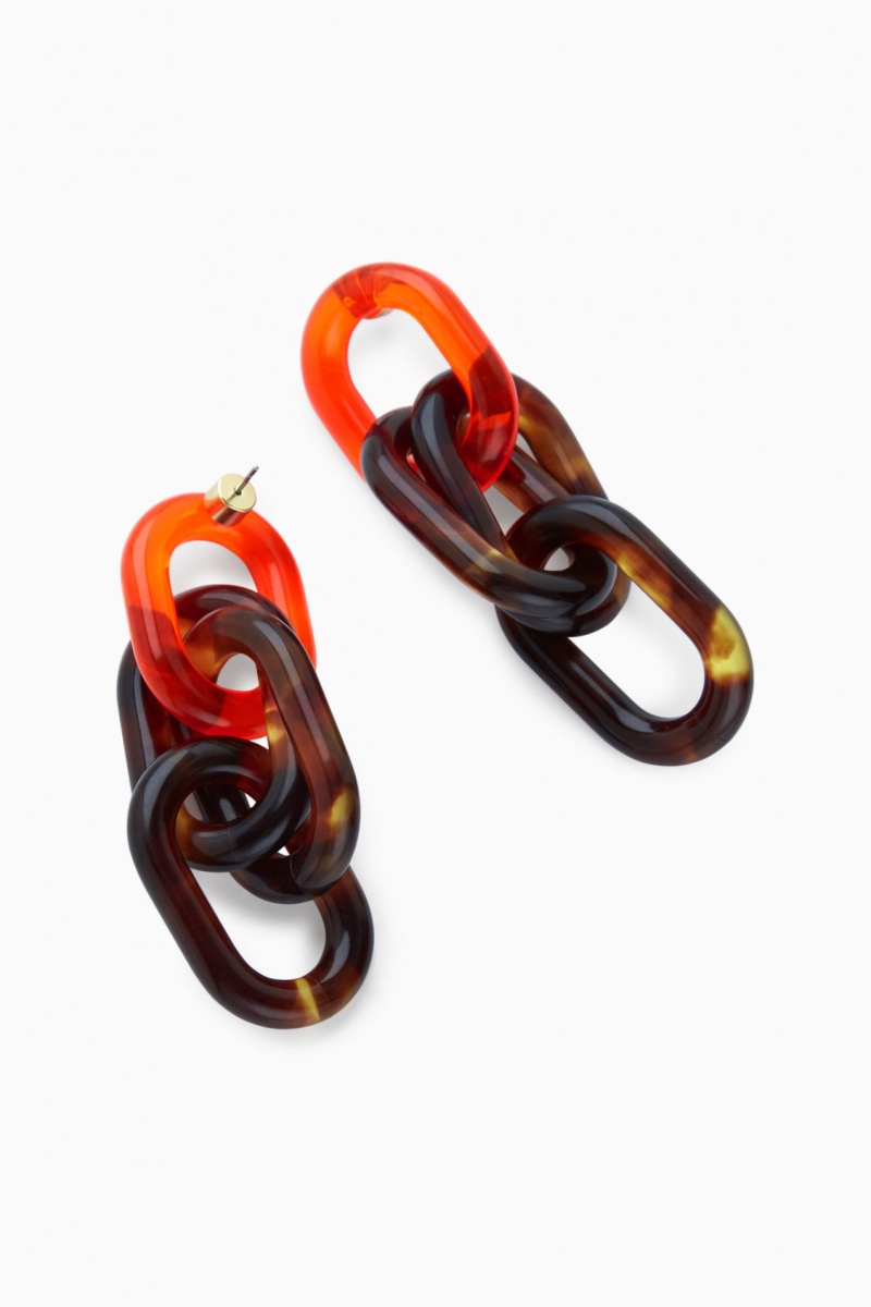 Women's COS Oversized Link Drop Earrings Orange NZ-95NKIPBVS
