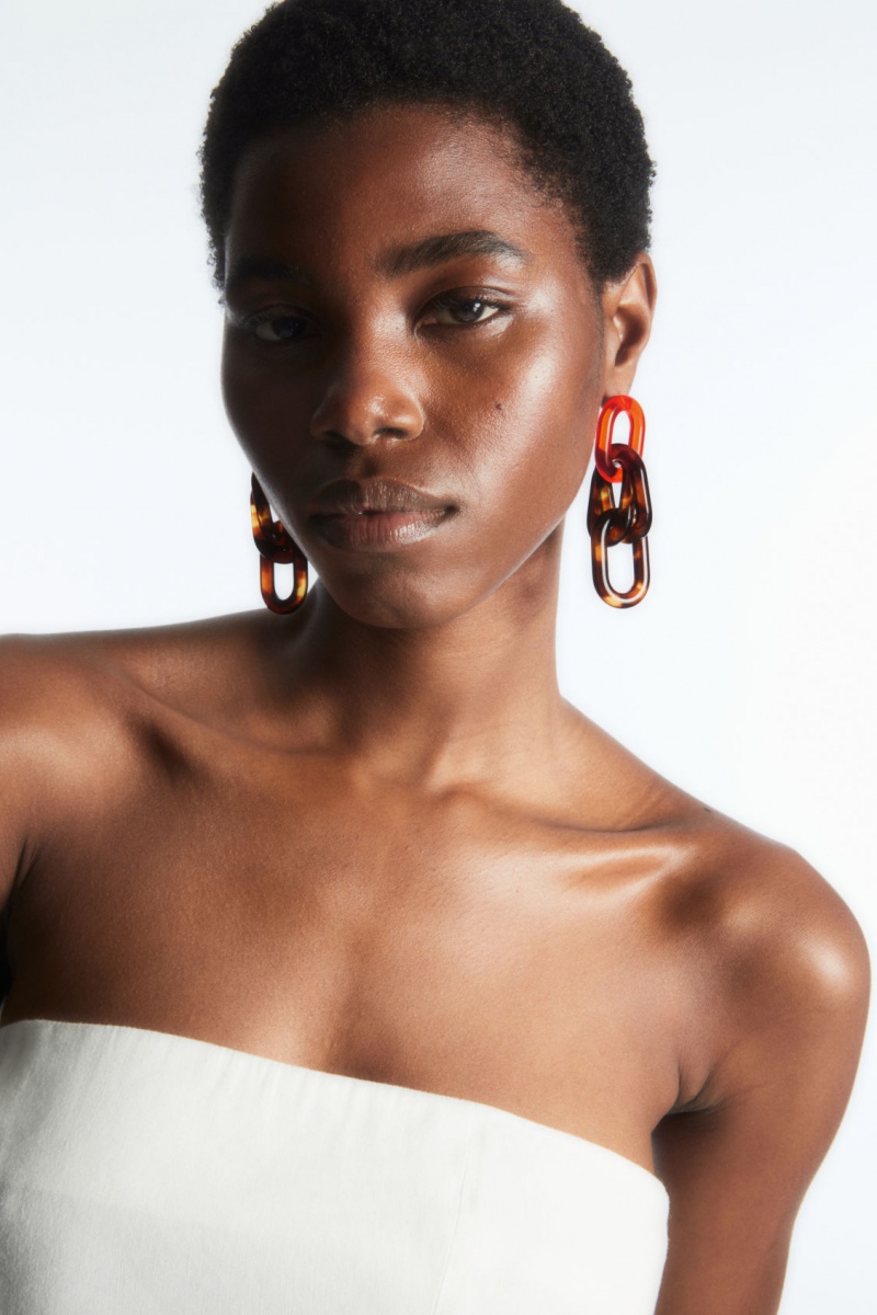 Women\'s COS Oversized Link Drop Earrings Orange NZ-95NKIPBVS