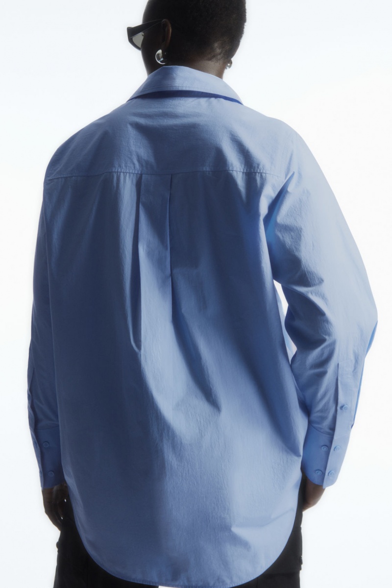 Women's COS Oversized Long-Sleeve Shirts Blue NZ-65TVPCSND