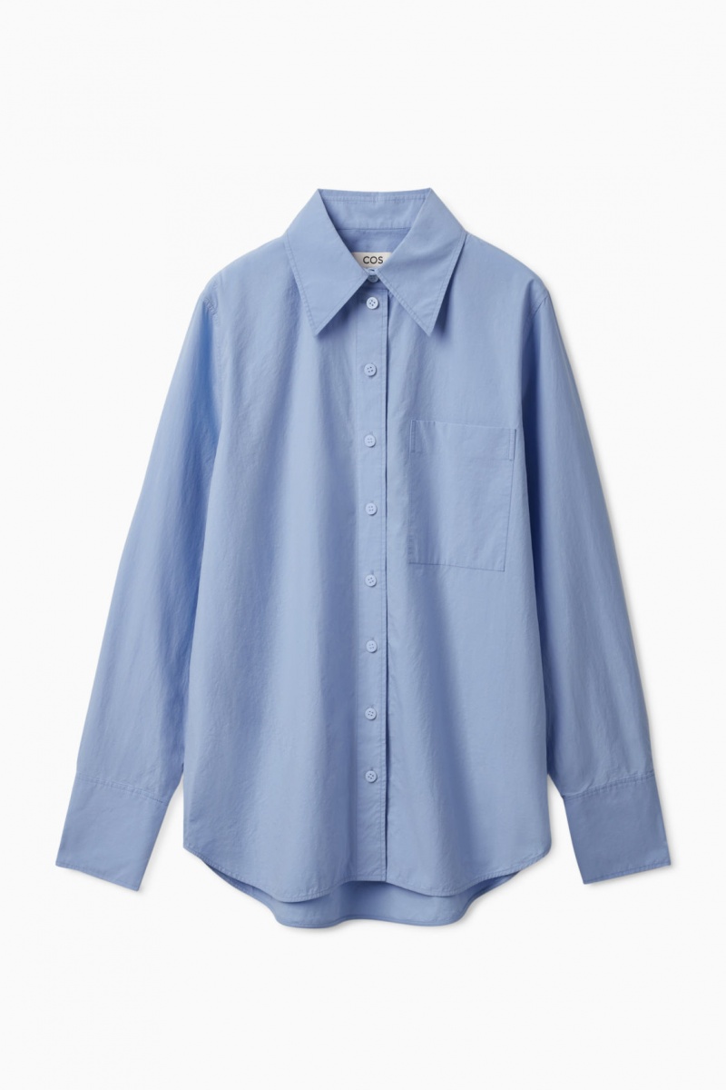 Women's COS Oversized Long-Sleeve Shirts Blue NZ-65TVPCSND