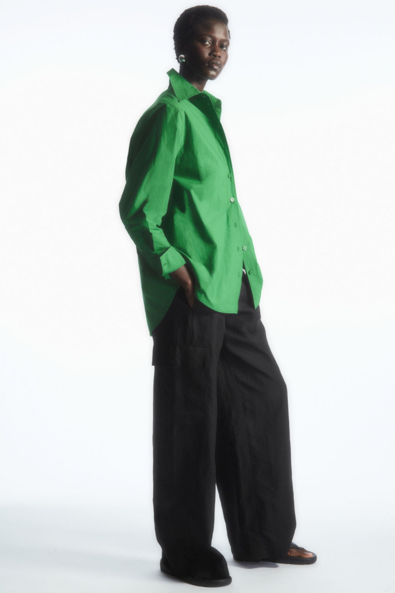 Women's COS Oversized Long-Sleeve Shirts Green NZ-09WLBRZYA