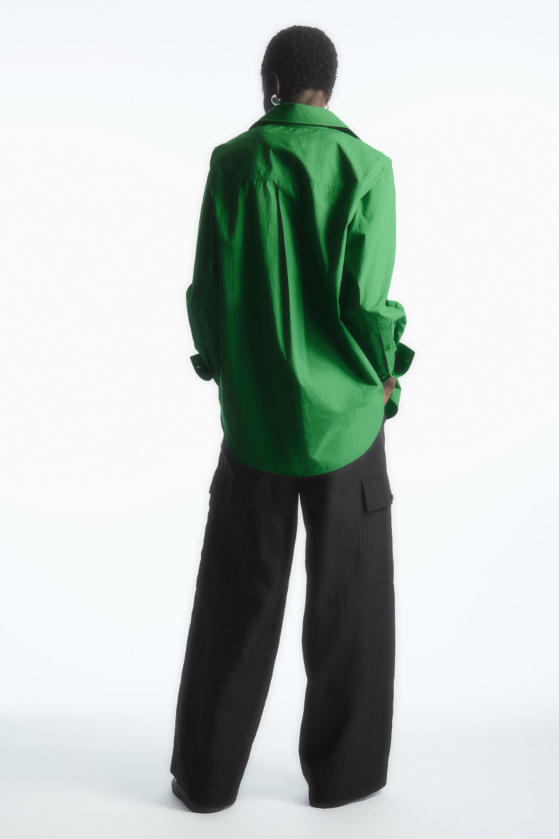 Women's COS Oversized Long-Sleeve Shirts Green NZ-09WLBRZYA
