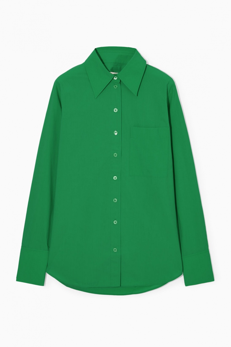 Women's COS Oversized Long-Sleeve Shirts Green NZ-09WLBRZYA