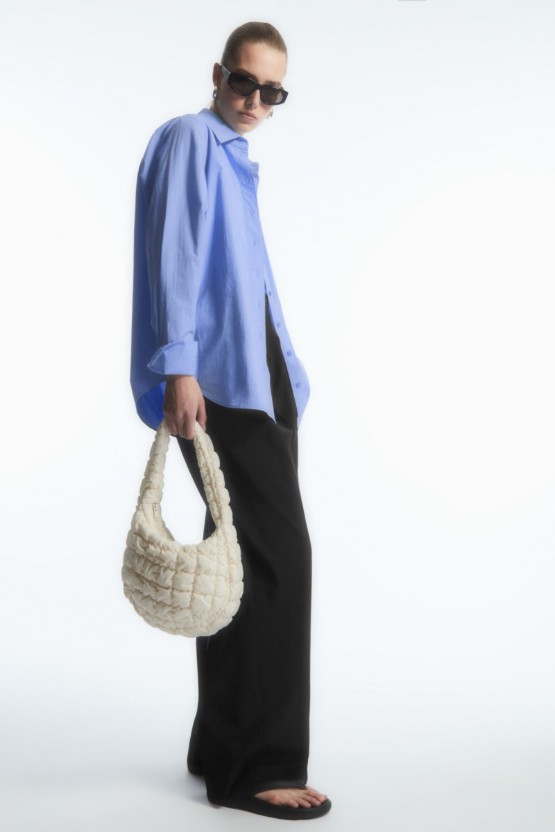Women's COS Oversized Long-Sleeve Shirts Light Blue NZ-19EASTIJU