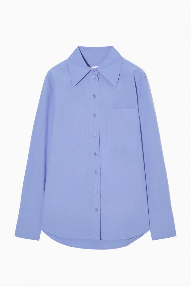 Women's COS Oversized Long-Sleeve Shirts Light Blue NZ-19EASTIJU