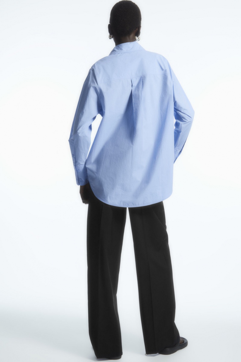 Women's COS Oversized Long-Sleeve Shirts Light Blue NZ-43IAKXVFL