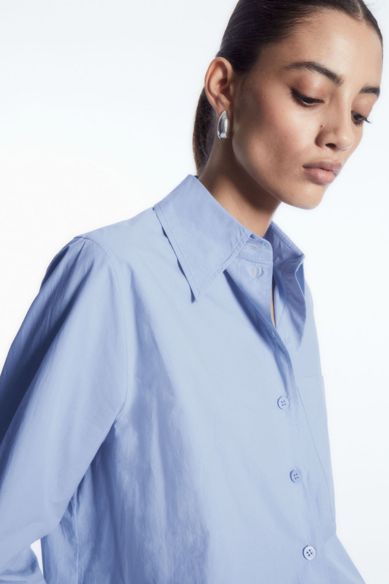 Women's COS Oversized Long-Sleeve Shirts Light Blue NZ-43IAKXVFL