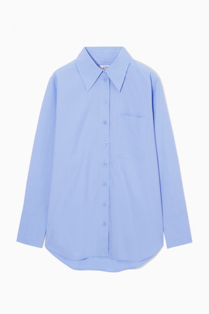Women's COS Oversized Long-Sleeve Shirts Light Blue NZ-43IAKXVFL