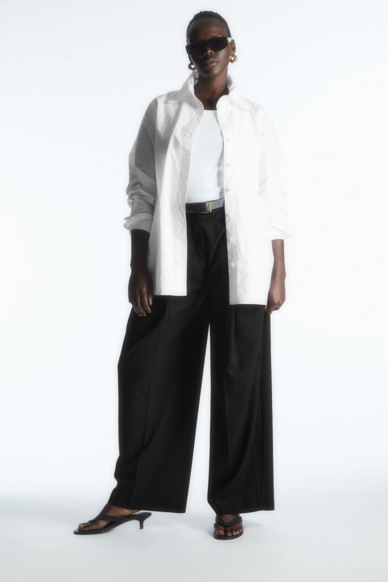 Women's COS Oversized Long-Sleeve Shirts White NZ-10VEXAGHZ