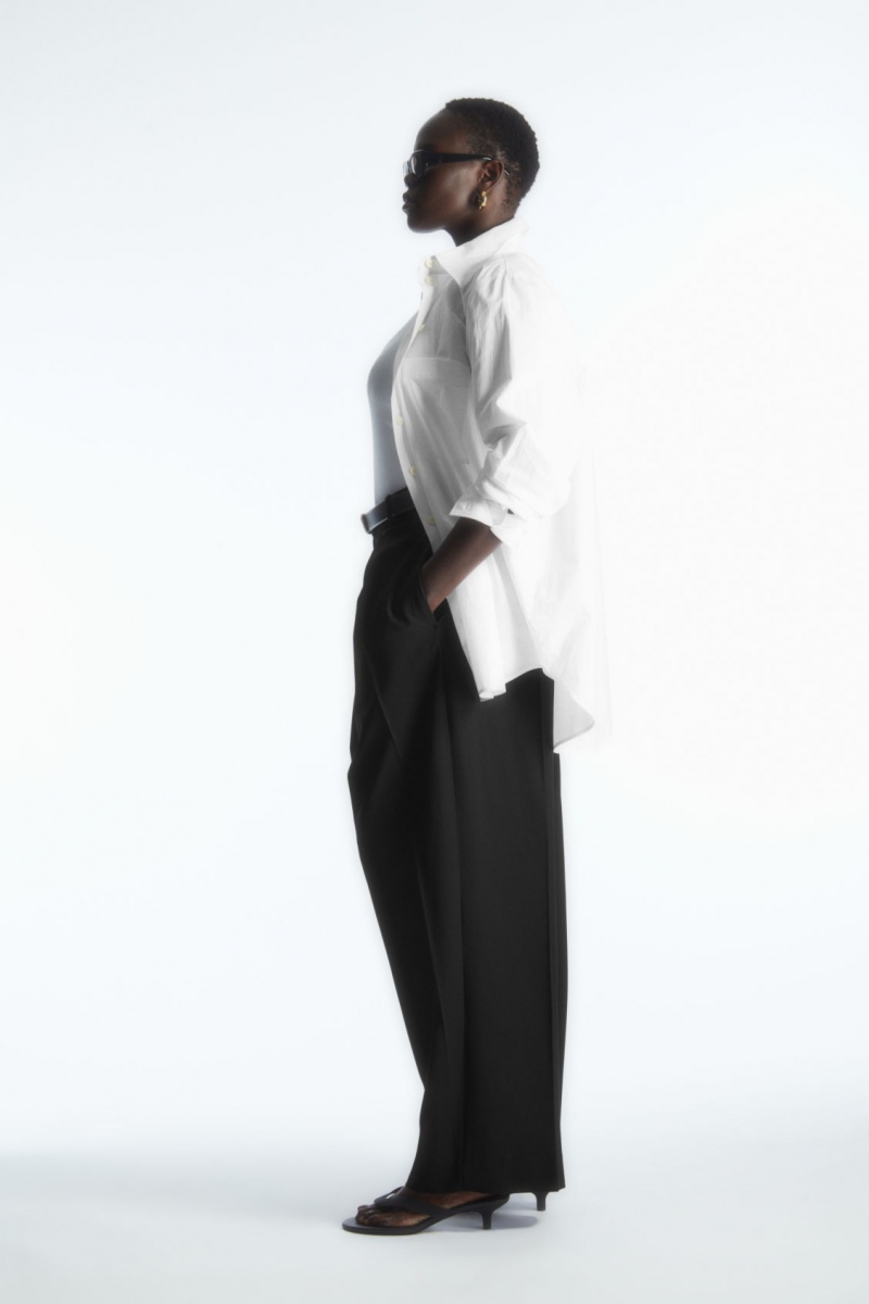 Women's COS Oversized Long-Sleeve Shirts White NZ-10VEXAGHZ
