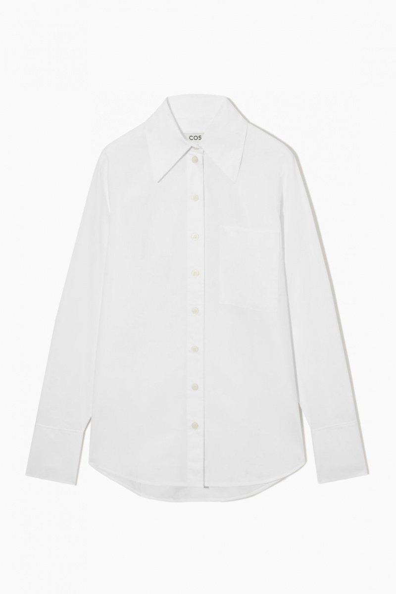 Women's COS Oversized Long-Sleeve Shirts White NZ-10VEXAGHZ