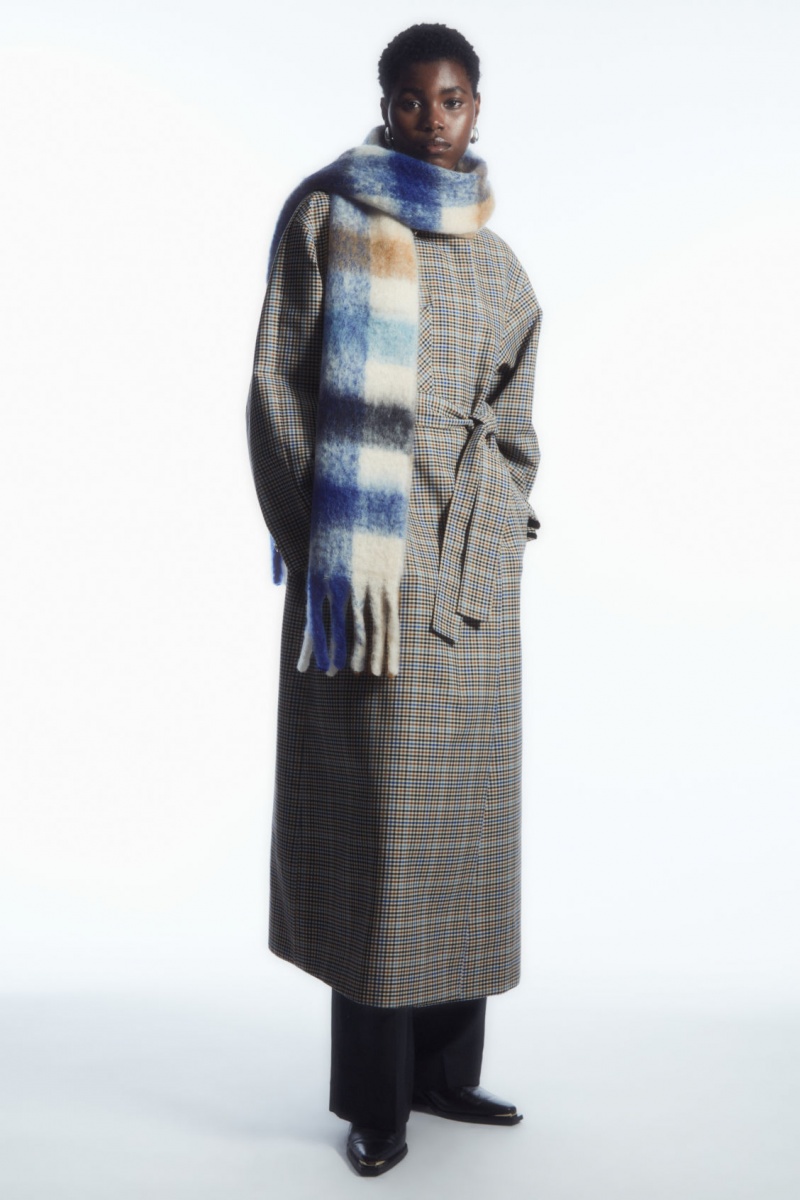 Women\'s COS Oversized Mohair-Blend Scarf Blue / Brown NZ-07JQOFCTG