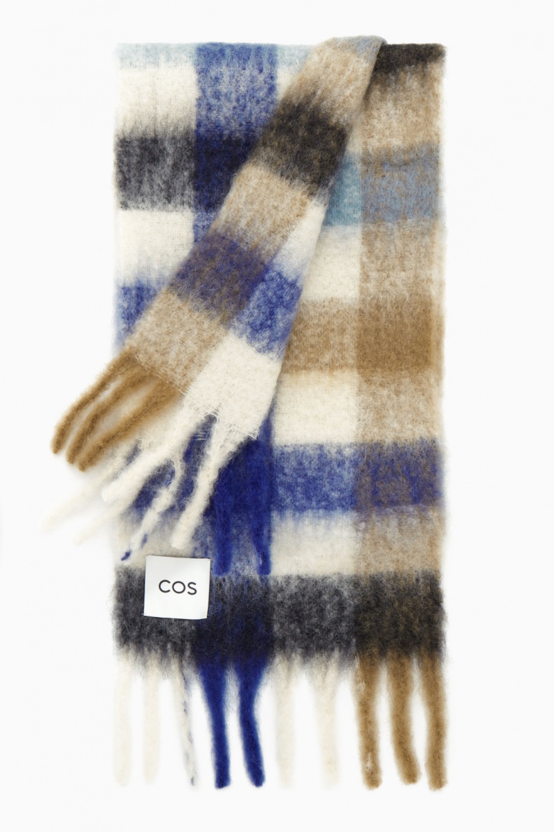 Women's COS Oversized Mohair-Blend Scarf Blue / Brown NZ-73DQLVXER