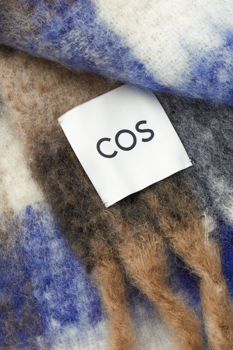 Women's COS Oversized Mohair-Blend Scarf Blue / Brown NZ-73DQLVXER