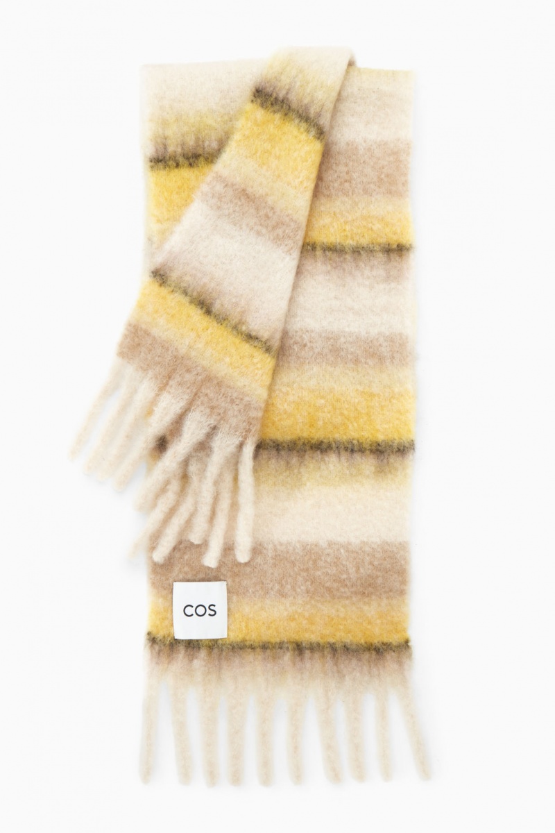 Women's COS Oversized Mohair-Blend Scarf Brown / Yellow NZ-52ZAIENWM