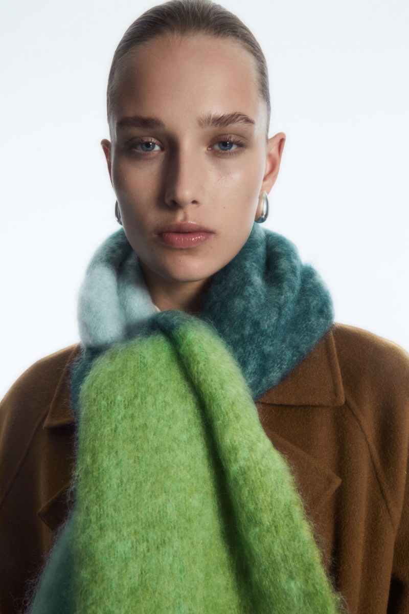Women's COS Oversized Mohair-Blend Scarf Dark Turquoise NZ-24FMQDZNL