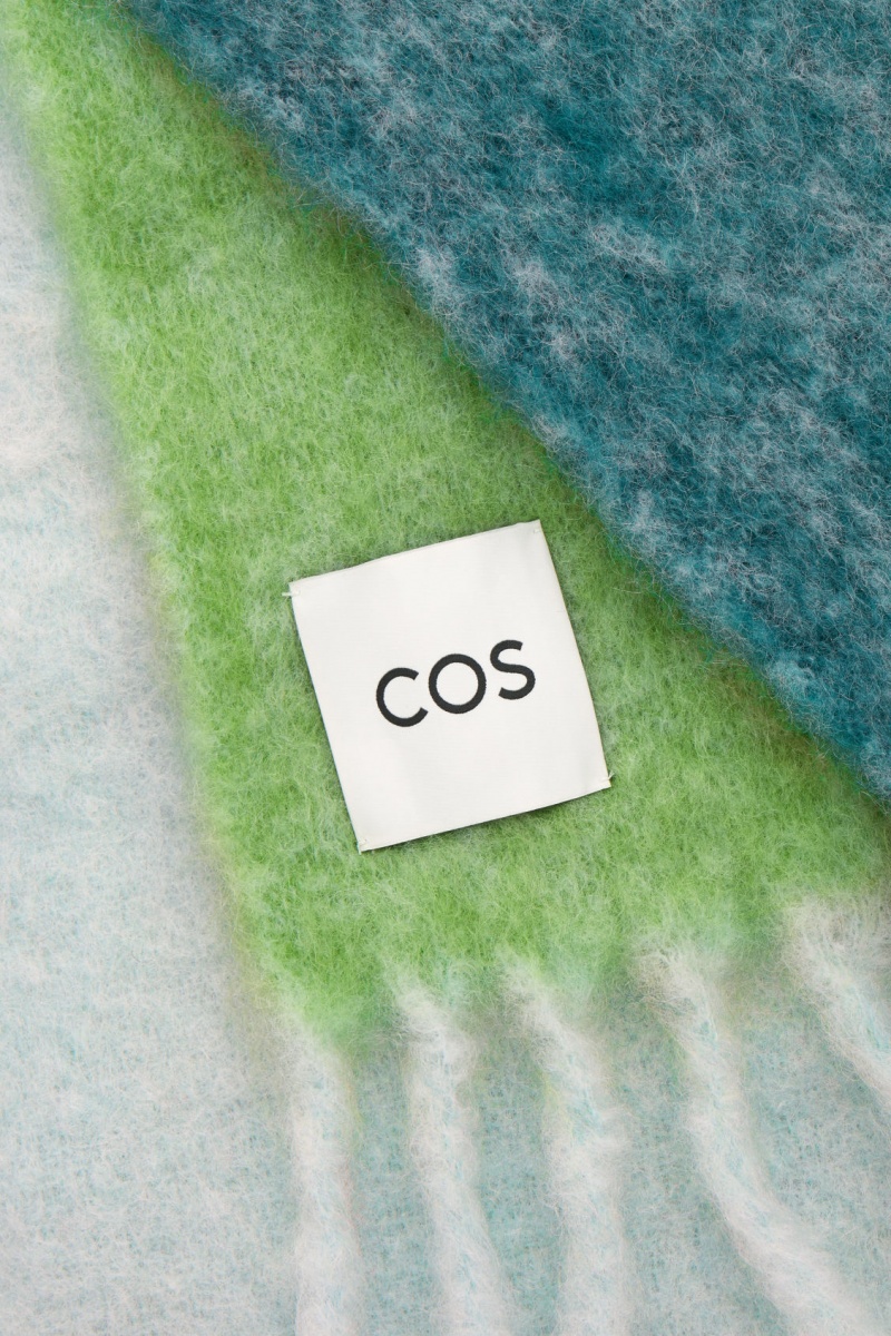 Women's COS Oversized Mohair-Blend Scarf Dark Turquoise NZ-24FMQDZNL