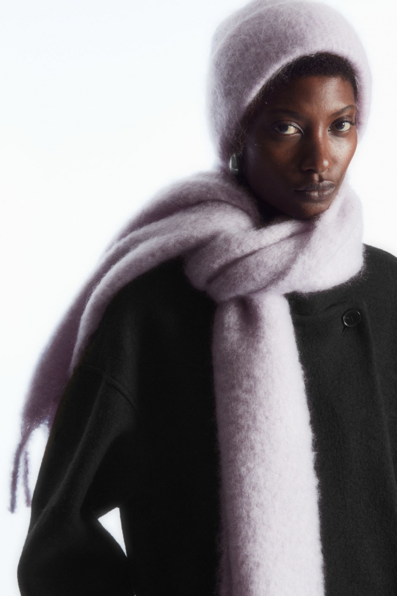 Women's COS Oversized Mohair-Blend Scarf Purple NZ-47BQUHRPK