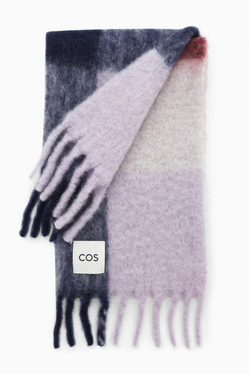 Women's COS Oversized Mohair-Blend Scarf Red / White NZ-72XTSFEGZ