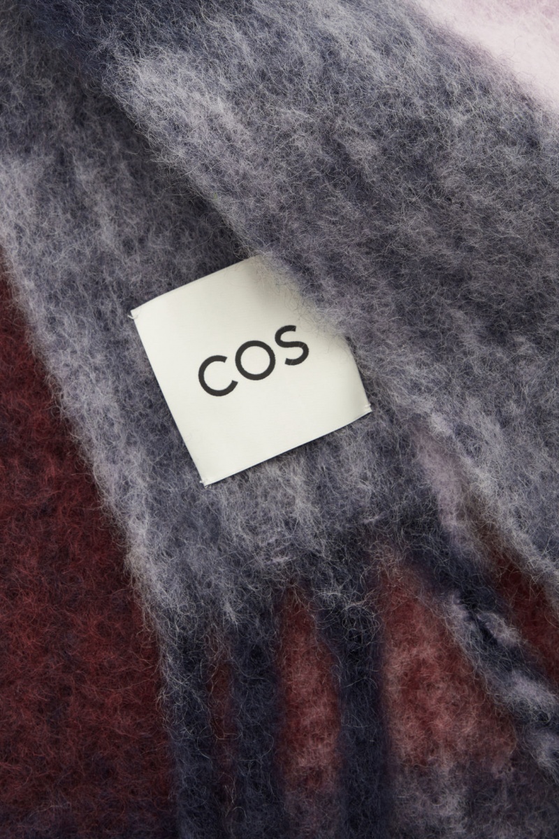 Women's COS Oversized Mohair-Blend Scarf Red / White NZ-72XTSFEGZ