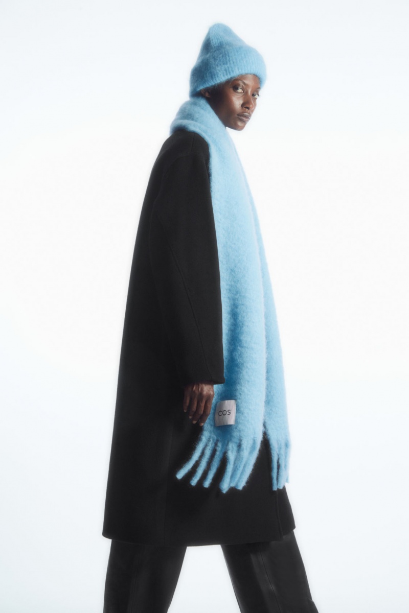 Women's COS Oversized Mohair-Blend Scarf Turquoise NZ-42NYUXBIH