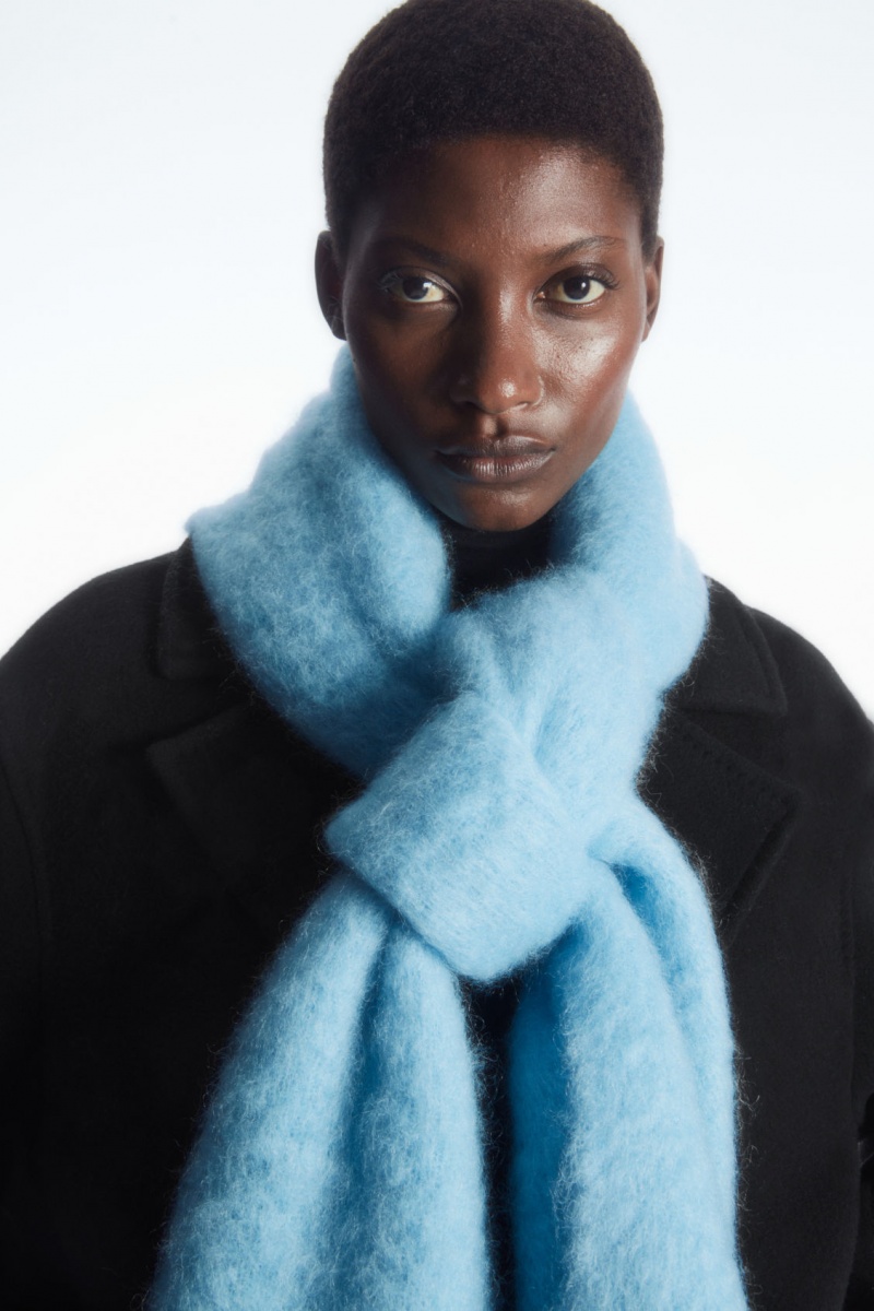 Women's COS Oversized Mohair-Blend Scarf Turquoise NZ-42NYUXBIH