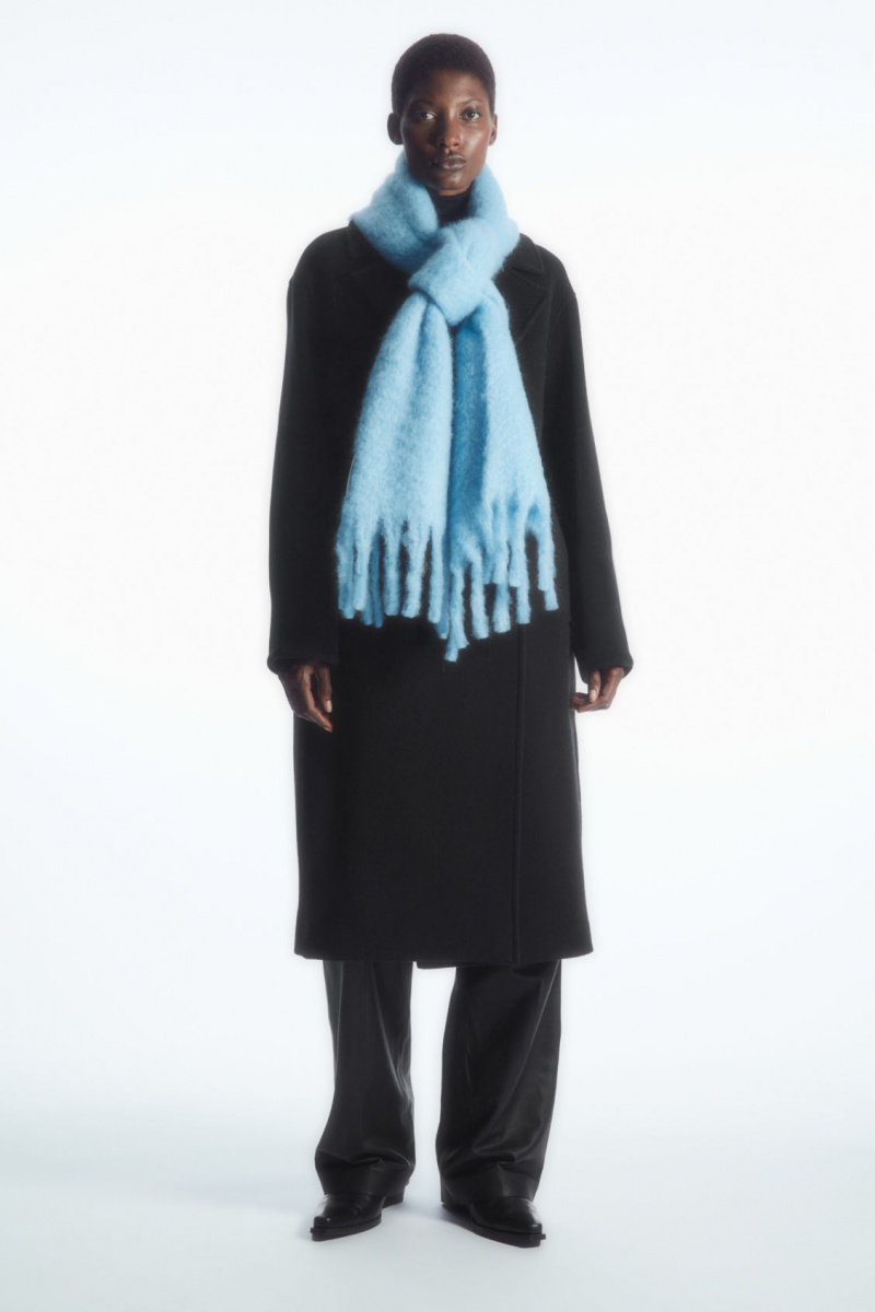 Women\'s COS Oversized Mohair-Blend Scarf Turquoise NZ-42NYUXBIH