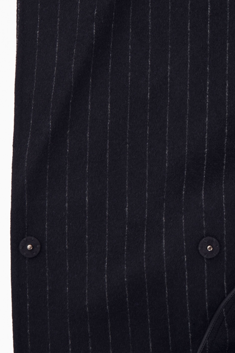 Women's COS Oversized Pinstriped Wool Scarf Coats Navy NZ-57JDZTKVR