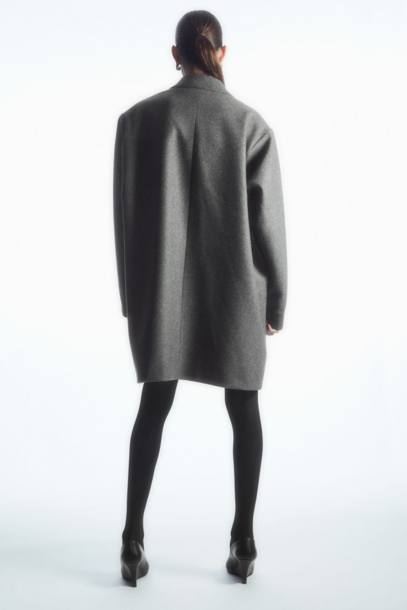 Women's COS Oversized Power-Shoulder Wool Coats Grey NZ-06PIATSNC
